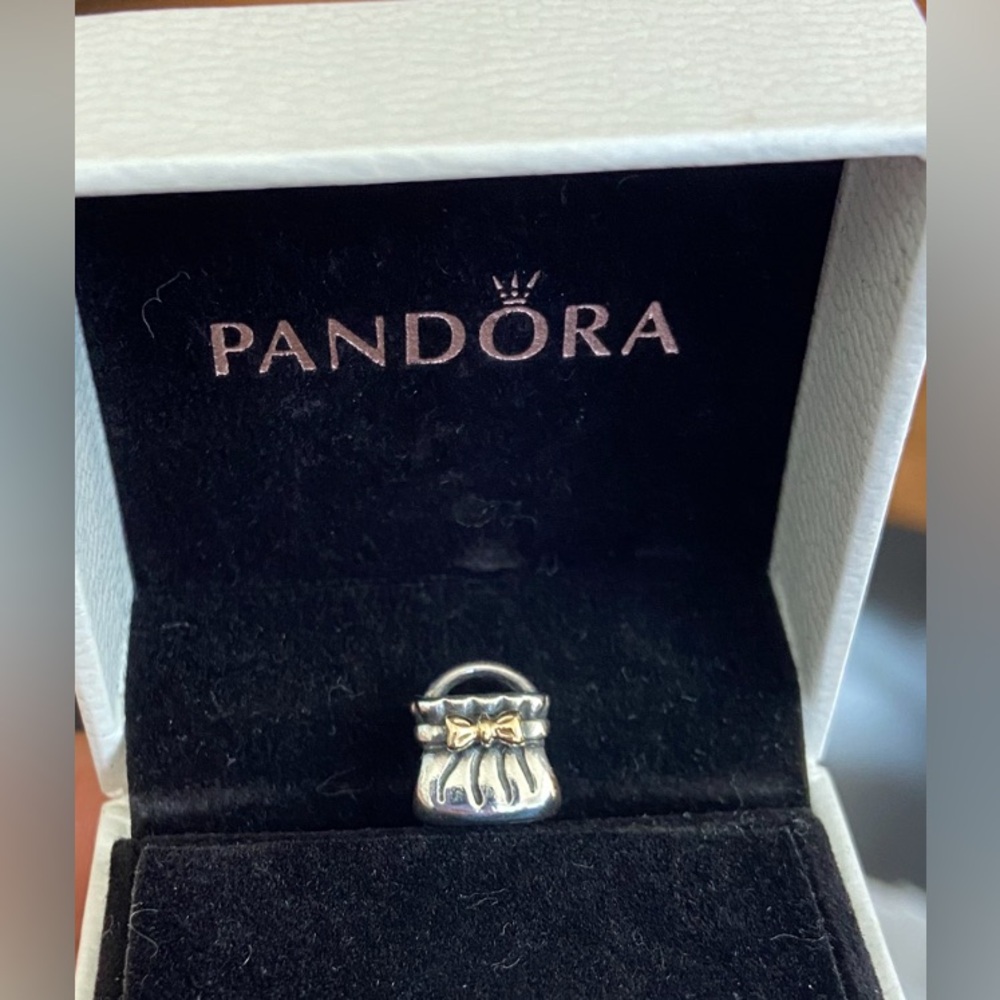 Authentic Pandora Retired Purse with 14 K Gold Bow!!!  ALE 925.